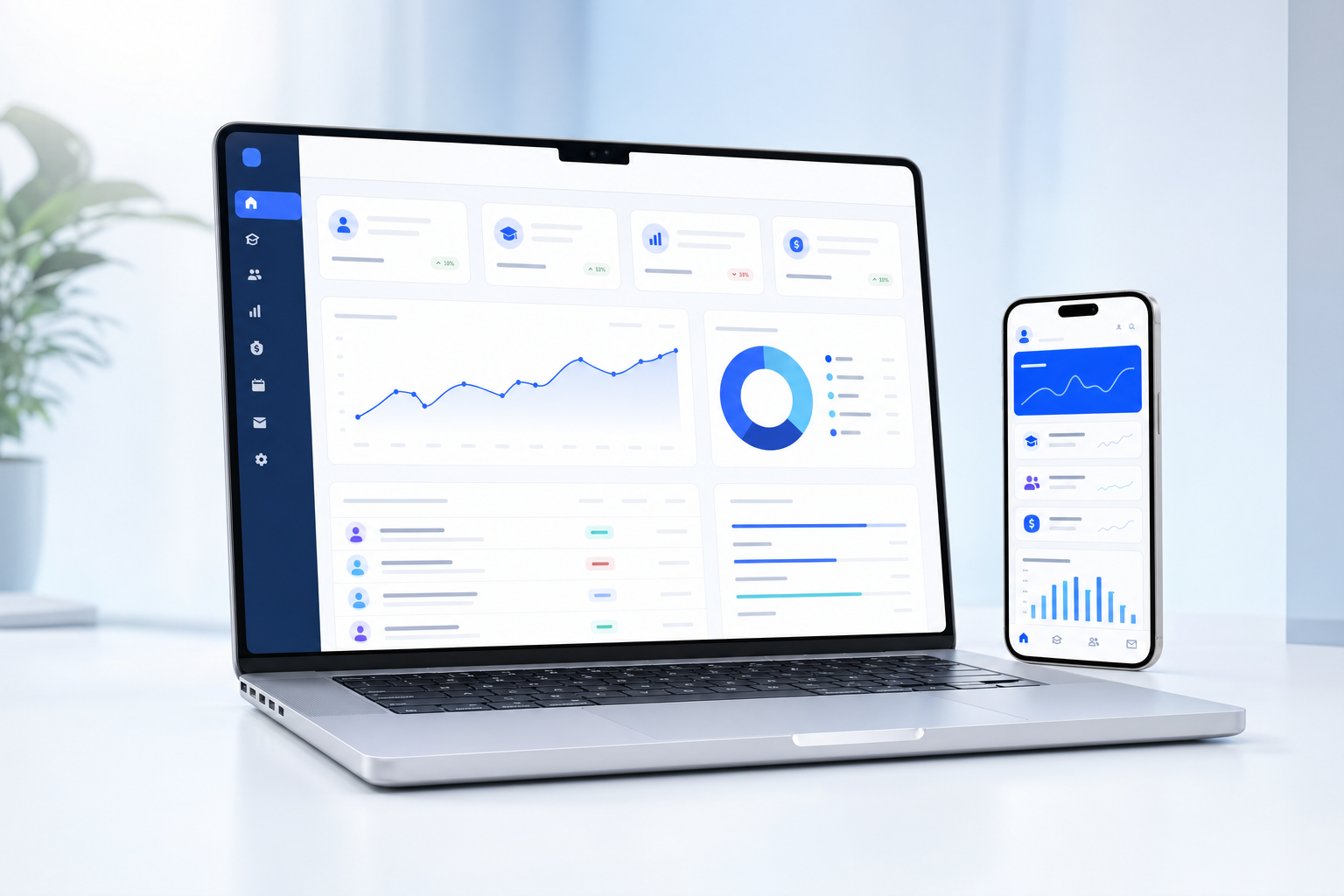 Tailored School dashboard shown on laptop and phone